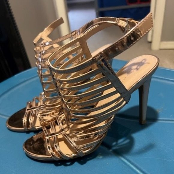 Gold Strap Heels - Picture 1 of 2